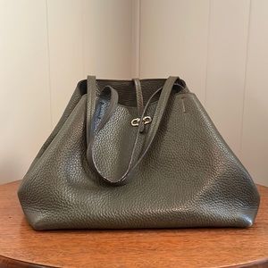 Salvatore Ferragamo Olive Green Leather Purse